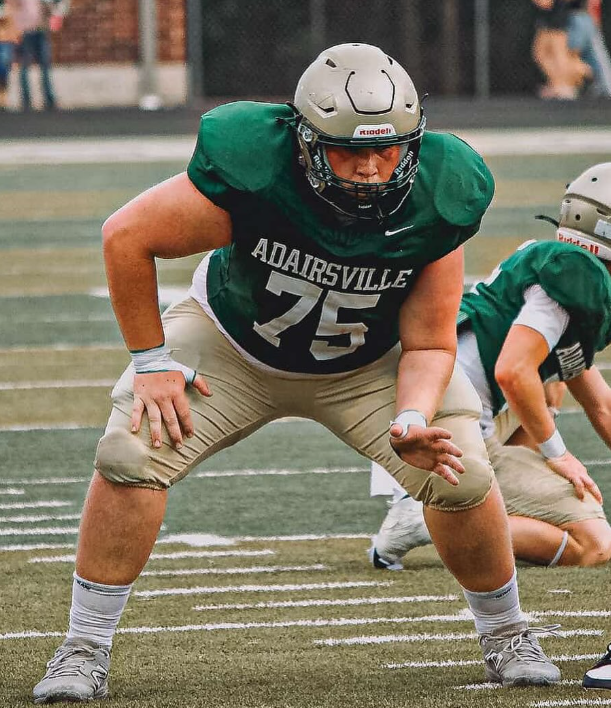 Adairsville #75 lineman in stance